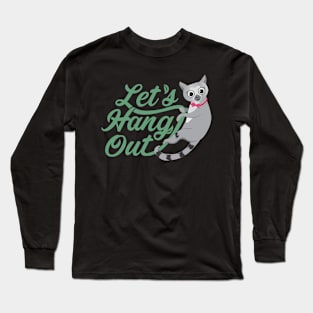 Cute Lemur saying Let's Hang Out! Long Sleeve T-Shirt